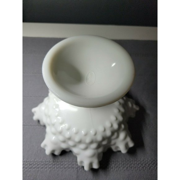 Fenton | Hobnail | Milk Glass | Ruffled 8" Wide Footed Bowl Vase - Picture 7 of 10
